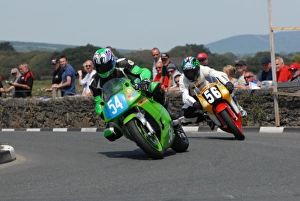 Mark Goodings Collection: Adam Jones (Kawasaki) and Mark Goodings (Honda) 2011 Southern 100
