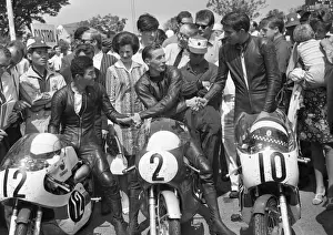 Akiyasu Motohashi (Yamaha) and Stuart Graham (Suzuki) and Phil Read (Yamaha) 1967 Ultra Lightweight TT