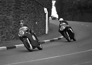 Alan Ainge (Norton) & Bill Milne (Cowles Matchless) 1971 Senior Manx Grand Prix practice