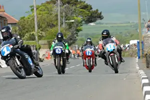 Alan Oversby (AJS) and Tom Parkes (Honda) 2012 Pre TT Classic