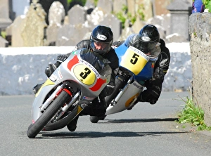 Jamie Coward Gallery: Alan Oversby (Honda) and Jamie Coward (Norton) 2015 Pre TT Classic