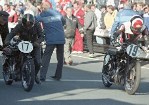 Images Dated 21st October 2021: Albert Wiffen (Rudge) and John McMahon (Rudge) 1990 TT Parade Lap