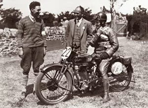 Velocette Collection: Alec Bennett (Velocette) after winning the 1928 Junior TT