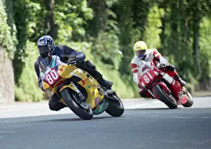 Images Dated 2nd July 2020: Andrew Marsden (Triumph) & Marc Dufour (Ducati) 2002 Production 1000 TT