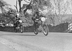 Images Dated 21st August 2021: Angus Martin (Triumph) and A C R Collins (Matchless) 1951 Senior Clubman TT