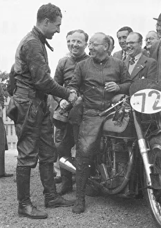 Images Dated 23rd October 2021: Artie Bell; Ken Bills; Harold Daniell; Steve Lancefield; Norton; 1947 Senior TT