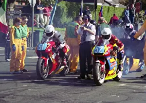 James Mccullagh Prints: Barry Davidson (Honda) and James McCullagh (Honda) 2002 Class B Newcomers Manx Grand Pix
