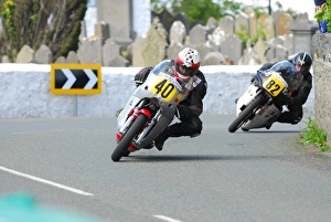 Barry Davidson Gallery: Barry Davidson (Honda) and Mark Parrett (Norton) 2015 Pre TT Classic