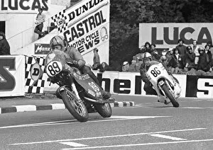 Images Dated 9th May 2021: Bernard Murray (Suzuki) and Leigh Notman (Yamaha) 1973 Production TT