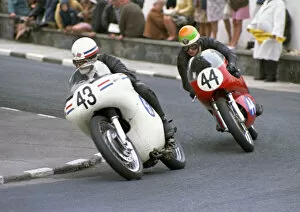 Images Dated 24th May 2020: Bernie Lund (AJS) and Tony McGurk (Aermacchi) 1968 Junior TT
