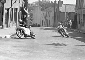 Mike Hailwood Collection: Bob Brown and Mike Hailwood (NSU) 1958 Lightweight TT