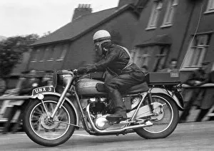 Images Dated 28th June 2020: Bob Foster (Triumph) Travelling Marshall 1956 Senior TT