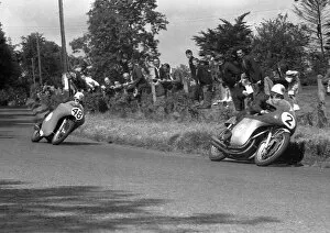 Images Dated 17th December 2021: Bob McIntyre (AJS) and John Hartle (MV) 1959 Junior Ulster Grand Prix