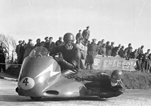 Images Dated 24th February 2022: Bob Mitchell & Eric Bliss (Norton) 1956 Sidecar TT