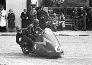Images Dated 24th March 2013: Bob Mitchell / Eric Bliss (Norton): 1956 Sidecar TT