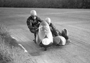 Images Dated 25th June 2020: Bob Robinson & Lewis Young (Norton) 1958 Sidecar TT