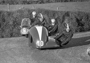 Images Dated 25th June 2020: Brian Green & W E Rushmere (Norton) 1958 Sidecar TT