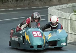 Neil Kelly Collection: Brian Kelly & Neil Kelly (Derbyshire Kawasaki) 1996 Sidecar TT