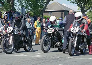 Brian Lumley (Norton) Sebastian Gutsch (BMW) and Des Wootton (Norton) 2002 TT Parade Lap