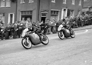 Brian Purslow leads John Anderson (Norton) 1958 Senior TT