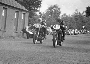 Charlie Salt (Velocette) and Reg Armstrong (AJS) 1949 Junior Ulster Grand Prix