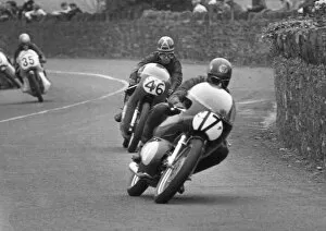 Images Dated 7th August 2021: Chas Mortimer (Aermacchi) and A F Pinnock (Bultaco) 1968 Southern 100