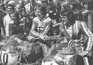 Chas Mortimer (Yamaha) Charlie Williams (Dugdale Maxton Yamaha) and Tom Herron (Yamaha) 1975 Junior TT