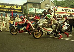 Chris Fargher Gallery: Chris Fargher (Yamaha) and Kenny Shepherd (Spondon) 1987 Junior TT