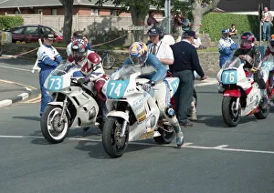 Images Dated 31st January 2021: Chris Kneen (Yamaha) & Wayne Taylor (Honda) 1996 Junior Manx Grand Prix