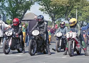Chris Wright (Norton) Chris Williams (Velocette) and Chris Lenton (Yamaha) 2002 TT Parade Lap