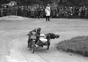 Clarrie Wood & unknown passenger (Scott) 1923 Sidecar TT