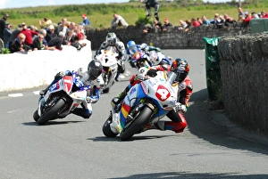 Images Dated 9th July 2015: Dan Kneen (Honda) and Guy Martin (BMW) 2015 Southern 100