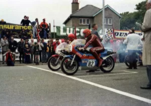 Images Dated 19th June 2019: Danny Shimin (Yamaha) & Herbert Schieferecke (Suzuki) 1979 Classic TT