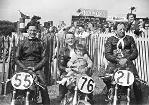 Dave Bennett (Norton) Don Crossley (Norton) and Denis Parkinson (Norton) 1951 Senior Manx Grand Prix