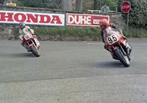 Dave Kerby Gallery: Dave Kerby (Honda) & Egmont Wimmeder (Harris Suzuki) 1986 Formula One TT