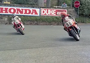 Dave Kerby Prints: Dave Kerby (Honda) & Egmont Wimmeder (Harris Suzuki) 1986 Formula One TT