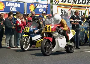 Dave Madsen-Mygdal (Suzuki) and John Caffrey (Yamaha) 1988 Senior TT