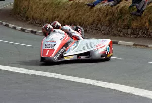 Images Dated 7th August 2021: Dave Molyneux & ? (DMR Honda) 1999 Southern 100