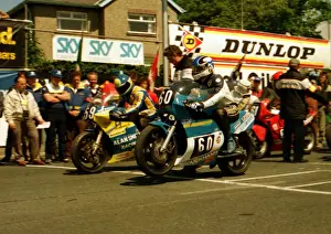 Dave Woolams (Kawasaki) and Ian Young (Crooks Kawasaki) 1987 Formula Two TT
