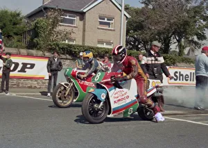 Images Dated 29th February 2020: Decca Kelly (Cowles Rotax) & Craig Ryding (Kimoco) 1987 Lightweight Manx Grand Prix