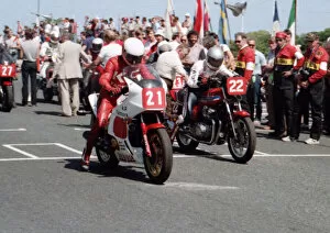 Images Dated 19th January 2022: Derrick Bates (Honda) and Manfred Stengl (Honda) 1984 Production TT