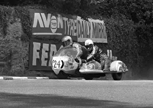 Dick Hawes & Eddie Kiff (Cooper Weslake) at Governors Bridge: 1973 500 Sidecar TT