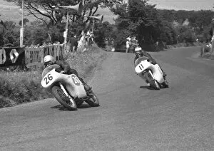 Dickie Dale Gallery: Dickie Dale (AJS) and Tom Phillis (Norton) 1959 Junior Ulster Grand Prix
