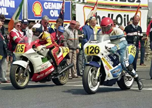 Ducati Collection: Doug Fairbrother (Ducati) and Hans Peter Bolliger (Suzuki) 1988 Senior TT