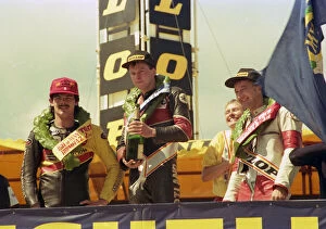 Bob Heath Gallery: Eddie Laycock and Steve Hislop and Bob Heath 1987 Formula Two TT