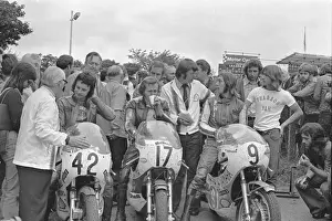 Eddie Roberts (Yamaha) and Doug Lunn (Bryants Yamaha) Phil Haslam (Yamaha) 1973 Junior Manx Grand Prix