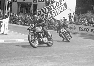 Eric Cheers Gallery: Eric Cheers (Triumph) and P Cooper (Triumph) 1953 Senior Clubman TT