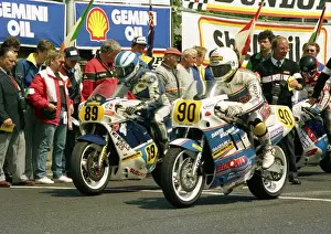 Eric Galbraith Prints: Eric Galbraith and Mark Linscott (Suzuki) 1988 Senior TT