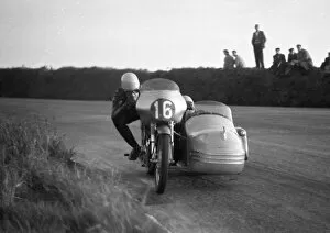 Images Dated 25th June 2020: Eric Oliver & Pat Wise (Norton) 1958 Sidecar TT