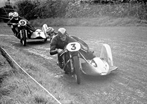 Images Dated 20th December 2021: Eric Oliver & Stan Dibben and Cyril Smith & Bob Clements (Norton) 1953 Sidecar Ulster Grand Prix
